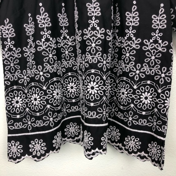 Talbots MP Off Shoulder Embroidered Eyelet Tunic - Picture 7 of 16